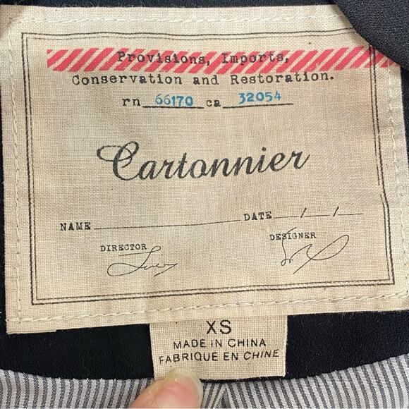 Anthropologie Cartonnier Open Shawl Collar Black Blazer XS - Picture 9 of 13